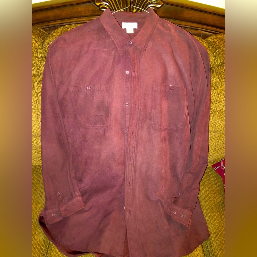Rare velvet feel burgundy dress shirt
